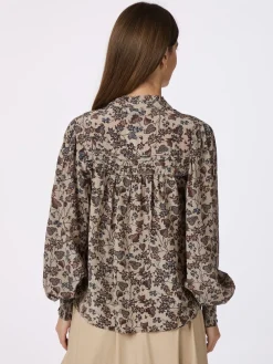 NEO NOIR Rhia Drapy Ivy Blouse Taupe