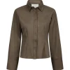 NEO NOIR Rosa Faux Suede Shirt Dark Brown