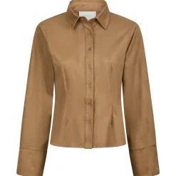 NEO NOIR Rosa Faux Suede Shirt Cognac