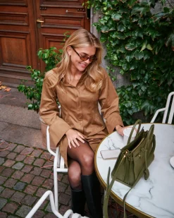 NEO NOIR Rosa Faux Suede Shirt Cognac