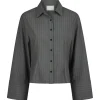 NEO NOIR Rosa Pinstripe Shirt Grey