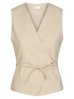 NEO NOIR Samara Melange Waistcoat Beige