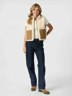 NEO NOIR Scout Teddy Waistcoat Off White