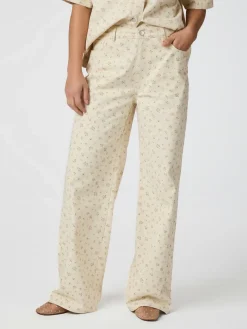 NEO NOIR Semba Floral Denim Pant Off White