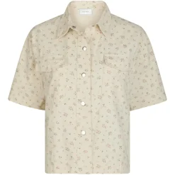 NEO NOIR Tiki Floral Denim Shirt Off White