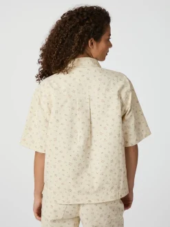 NEO NOIR Tiki Floral Denim Shirt Off White