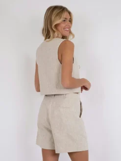 NEO NOIR Varsa Ramie Waistcoat Nature