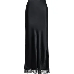 NEO NOIR Veroni Satin Lace Skirt Sort