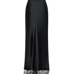 NEO NOIR Veroni Satin Lace Skirt Sort
