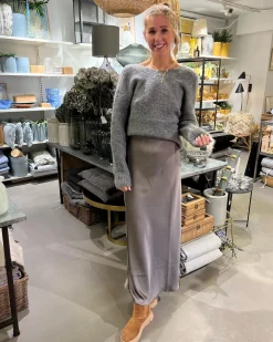 NEO NOIR Vicky Heavy Sateen Skirt Warm Grey