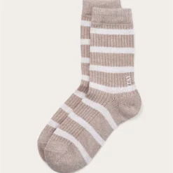 O'TAY Striped Socks Taupe/Off White Onesize