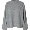 SECOND FEMALE Alpha Knit O-Neck Grey Melange