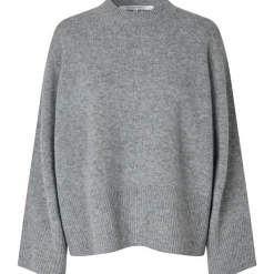 SECOND FEMALE Alpha Knit O-Neck Grey Melange