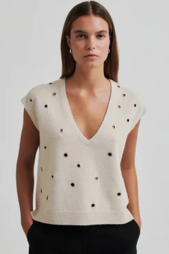 SECOND FEMALE Camra Knit Vest Summer Sand