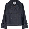 SECOND FEMALE Columbus Trench Jacket Dark Blue Denim