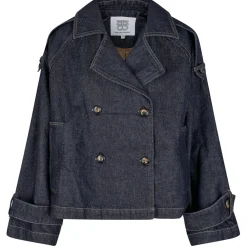 SECOND FEMALE Columbus Trench Jacket Dark Blue Denim