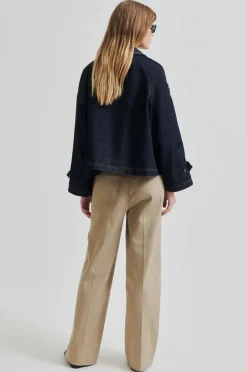 SECOND FEMALE Columbus Trench Jacket Dark Blue Denim