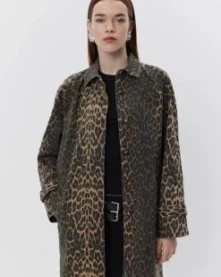 SOFIE SCHNOOR S251425 Trench Coat Light Brown Leopard
